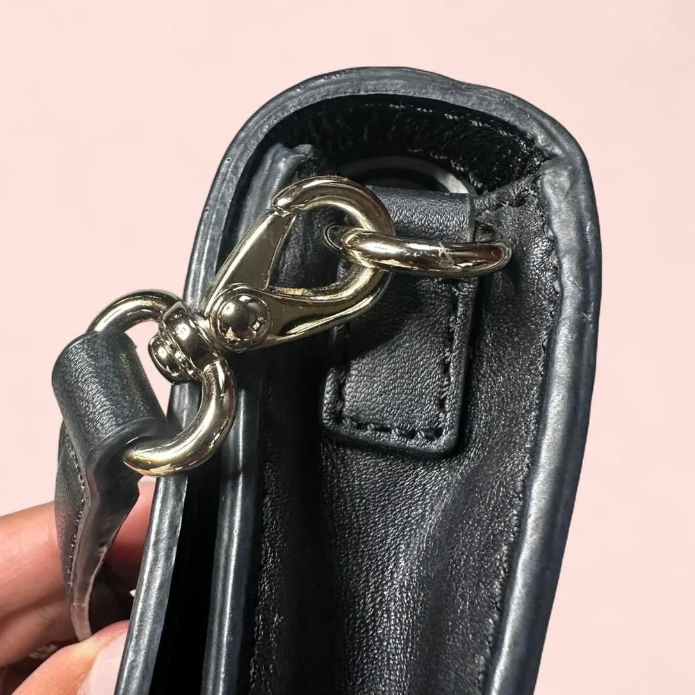 Kate Spade Black Leather‎ Crossbody Purse Classic Preppy Minimalist Old Money